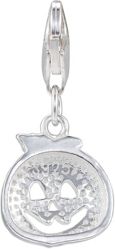ZooWoo 925 Sterling Silver Halloween Party Pumpkin Clip On Charm Lobster Clasp Thanksgiving Gift for Bracelet Necklace, Sterling Silver, No Gemstone in Kuwait