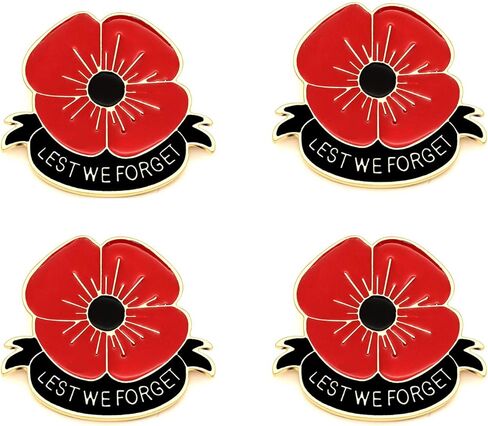 4 قطع من بروش ليست وي فورجيت ريد بوبي على شكل زهرة الخشخاش، مجوهرات ذكرى يوم الذكرى، معدن, معدن, ان ايه in Kuwait