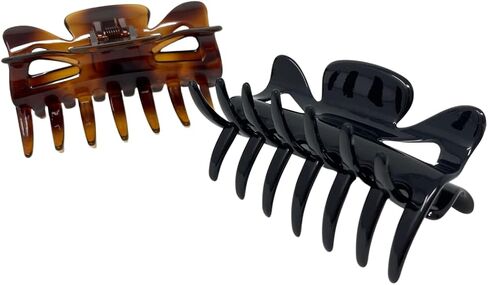 Bellefixe Premium Acetate Jaw Clips (8.5cm, 2pk - Black & Animal Print 2) in Kuwait