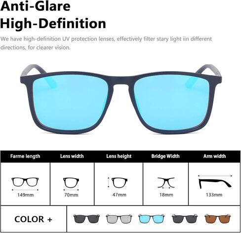 نظارات شمسية مستقطبة مربعة الشكل من WMAO للرجال والنساء بإطار TR90 نظارات شمسية للقيادة عتيقة حماية من الأشعة فوق البنفسجية 400 in Kuwait