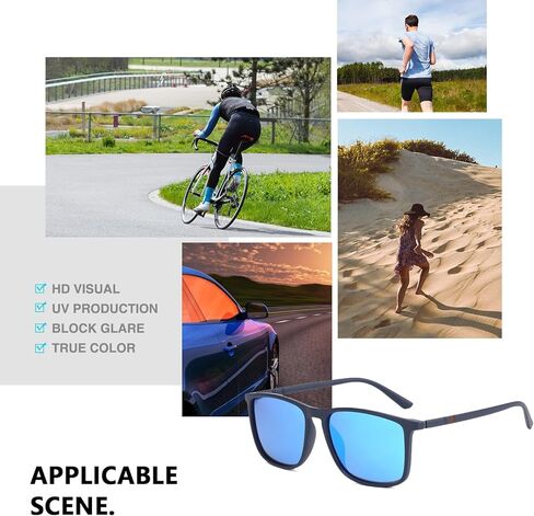 نظارات شمسية مستقطبة مربعة الشكل من WMAO للرجال والنساء بإطار TR90 نظارات شمسية للقيادة عتيقة حماية من الأشعة فوق البنفسجية 400 in Kuwait