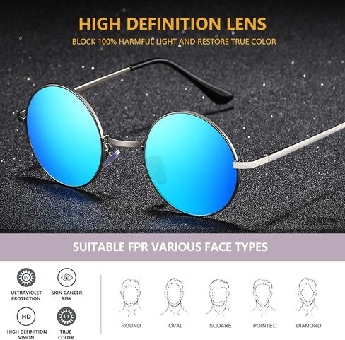 نظارات شمسية مستقطبة دائرية من هيبي للنساء والرجال نظارات شمسية دائرية للحماية من الأشعة فوق البنفسجية in Kuwait