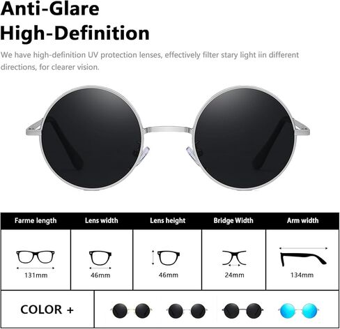 نظارات شمسية مستقطبة دائرية من هيبي للنساء والرجال نظارات شمسية دائرية للحماية من الأشعة فوق البنفسجية in Kuwait