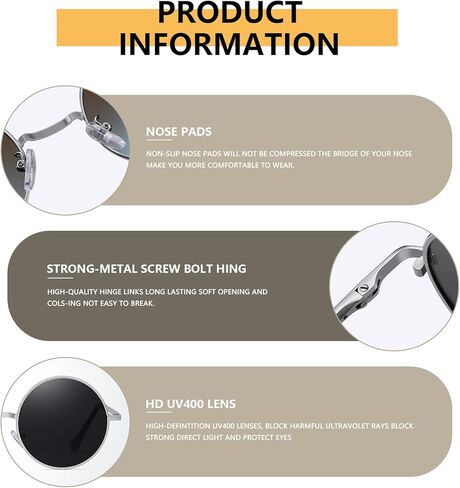 نظارات شمسية مستقطبة دائرية من هيبي للنساء والرجال نظارات شمسية دائرية للحماية من الأشعة فوق البنفسجية in Kuwait