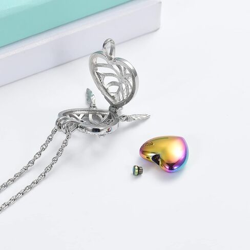 shajwo Dream Catcher Urn Necklace Heart Cremation Jewelry for Ashes for Women Men Angel Wing Flower Memorial Hollow Pendant in Kuwait