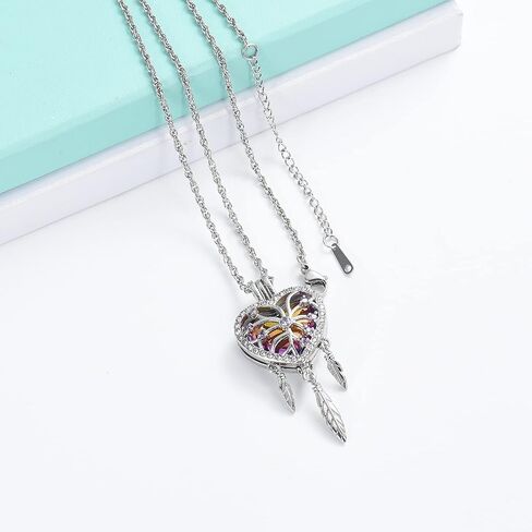 shajwo Dream Catcher Urn Necklace Heart Cremation Jewelry for Ashes for Women Men Angel Wing Flower Memorial Hollow Pendant in Kuwait
