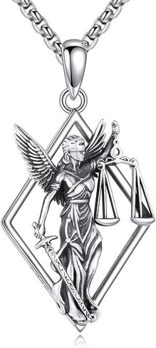 Scales of Justice Necklace Sterling Silver Balance Libra Pendant Justice Goddess Jewery Lawyers and Attorneys Themed Gift for Men Women in Saudi Arabia