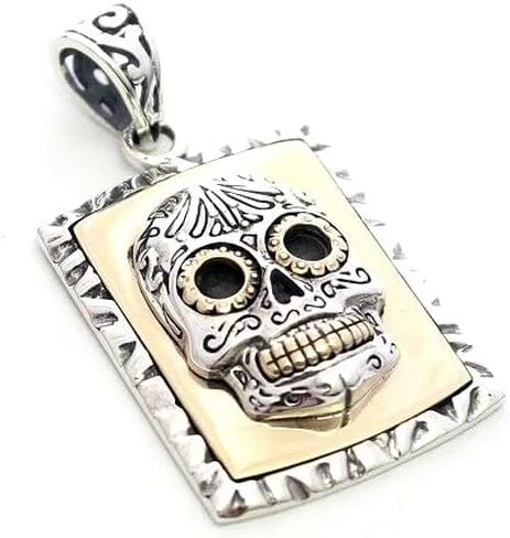 COSUMOSU Mexican Skull Sugar 925 sterling silver Pendant charm for Necklace, Sterling Silver, No Gemstone in Saudi Arabia