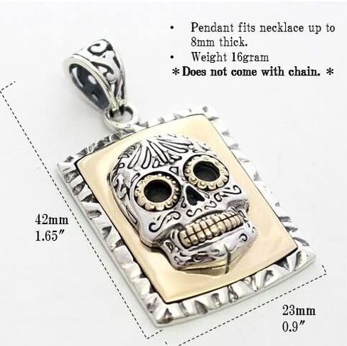 COSUMOSU Mexican Skull Sugar 925 sterling silver Pendant charm for Necklace, Sterling Silver, No Gemstone in Saudi Arabia