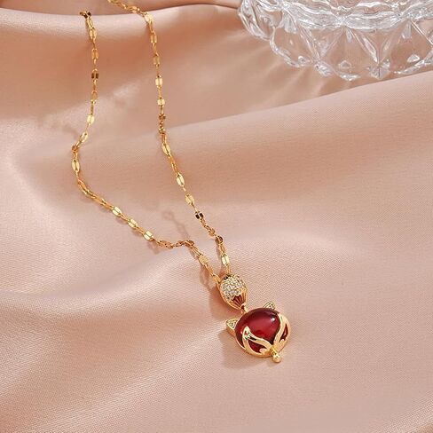 قلادة على شكل حيوان WATERMOON للفتيات، فراشة ذهبية/ثعلب/أرنب/نمر/دانتيل قلادة على شكل ذيل السمكة للفتيات والنساء، مجوهرات عيد الحب وعيد الميلاد للفتيات مع زوجين من الأقراط in Kuwait