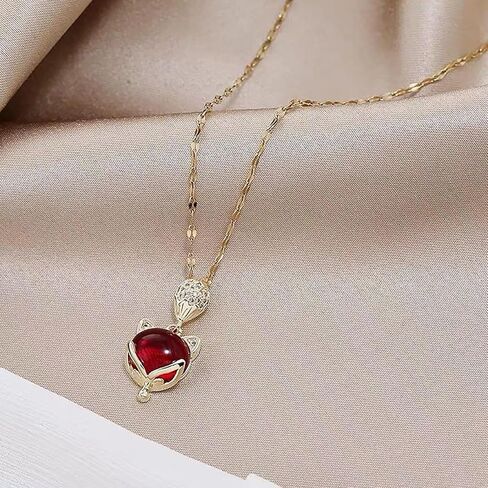 قلادة على شكل حيوان WATERMOON للفتيات، فراشة ذهبية/ثعلب/أرنب/نمر/دانتيل قلادة على شكل ذيل السمكة للفتيات والنساء، مجوهرات عيد الحب وعيد الميلاد للفتيات مع زوجين من الأقراط in Kuwait