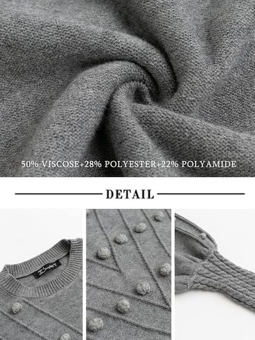 Simplee Women’s Sweater Crew Neck Long Lantern Sleeve Chunky Knit Pullover Sweater Casual Solid Color Tops Jumper in Saudi Arabia
