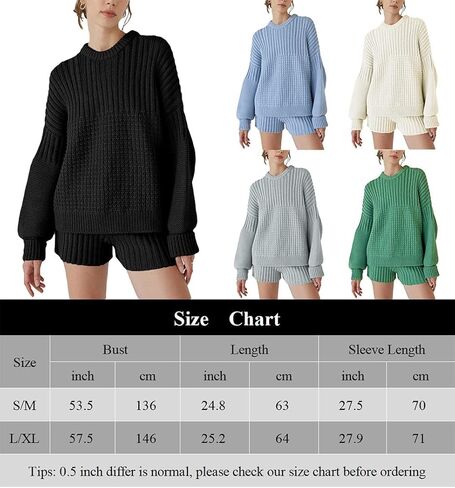 سترات نسائية كبيرة الحجم بأكمام طويلة وياقة دائرية، بلوفر محبوك فضفاض ومكتنز in Kuwait