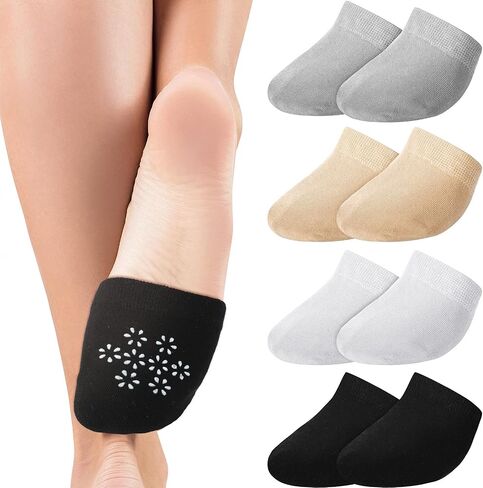 Geyoga 4 Pairs Toe Topper Socks Half Socks Non-Skid Toe Topper Toe Liner Half Socks Women No Show Liner Socks in Saudi Arabia