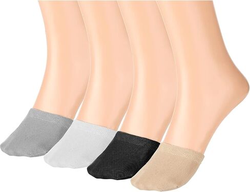 Geyoga 4 Pairs Toe Topper Socks Half Socks Non-Skid Toe Topper Toe Liner Half Socks Women No Show Liner Socks in Saudi Arabia