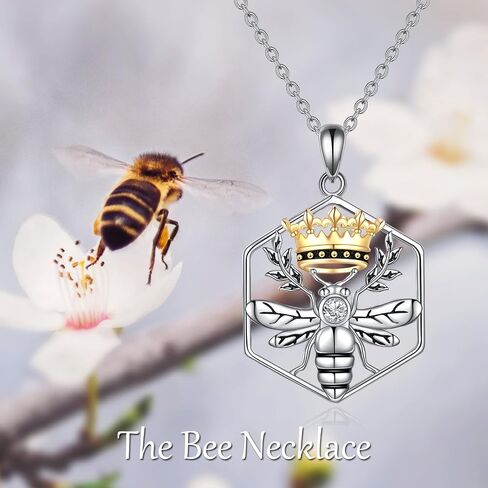 قلادة YAFEINI Bee قلادة Queen Bee على شكل قرص العسل 925 من الفضة الإسترلينية على شكل تاج هدايا للنساء والفتيات in Saudi Arabia