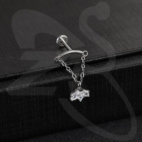 ZS ASTM F136 Titanium 16G 8mm Piercing Jewelry for Lip, Labret, Conch, Tragus, Helix, Earlobe - Hypoallergenic Internally Threaded Flat Back Cartilage Stud Earring in Kuwait