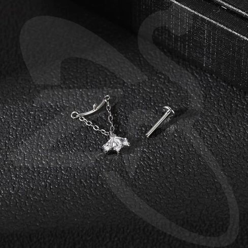 ZS ASTM F136 Titanium 16G 8mm Piercing Jewelry for Lip, Labret, Conch, Tragus, Helix, Earlobe - Hypoallergenic Internally Threaded Flat Back Cartilage Stud Earring in Kuwait