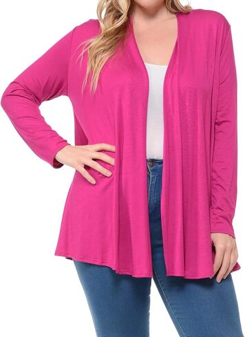 Pastel by Vivienne Women's Long Sleeve Jersey Plus Size Cardigan in Saudi Arabia