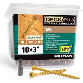 Deck Plus 48418 Wood Screws #10 x 3", Tan, 1lb Box