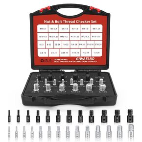 Nut and Bolt Thread Checker - 44 PCS Nut and Bolt Gauges Individually Housed in Case (23 Inch & 21 Metric) Specially Suitable for Size Check on Tricky and Narrow Area