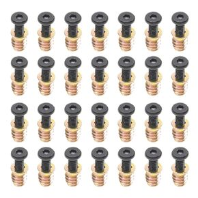 28 Sets 1/4-20 x 25/32" Furniture Screw Nut Threaded Wood Inserts Bolt Fastener Connector Hex Socket Drive 1/4-20 x 19/32" Screw-in Nuts