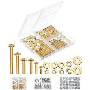 Mr. Pen- Bolts, Nuts, and Washer Assortment Kit, 113 pcs, Gold Nuts and Bolts Assortment Kit, Assorted Nuts and Bolts, Nut Bolt and Washer Assortment, Bolt and Nut Assortment