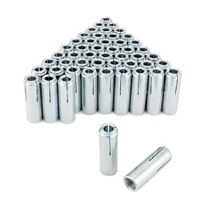 QWORK Drop-in Anchor, 100 Pcs 3/8"-16 Inner Female Thread Expansion Anchor, Zinc Plated Surface Drop in Anchors for Solid Concrete(Only)