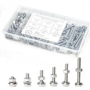 180 pcs SAE Stainless Steel Nuts and Bolts Assortment Kit, Including 6 Sizes 1/4-20 Hex Bolts,Flat Washers, Lock Washers. Packaged by Plastic Box, Made by 304 Stainless Steel