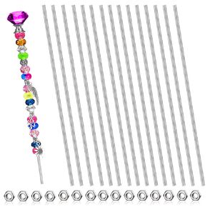 30 PCS 8/32 Inch Threaded Rod M4 Screw Rod with Hex Nuts Stainless Steel Threads Studs Rods Metal Fully Threaded Hex Nuts for Beaded Garden Stake Rods (12 inch)