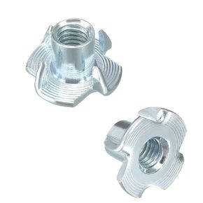 1/4"-20 T-Nuts, (120Pack),Pronged Tee Nut for Wood, Rock Climbing Holds, Cabinetry,Furniture (1/4"-20)
