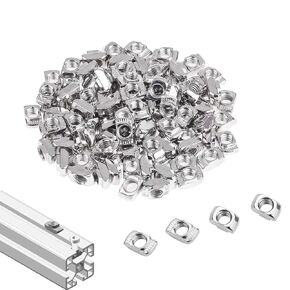 2020 Series T Nuts,105pcs M4 Sliding T Slot Nut Hammer Head Fastener Nut Nickel Plated Carbon Steel, M4 Half Round Roll in T-Nut for 2020 Series Aluminum Extrusion Profile