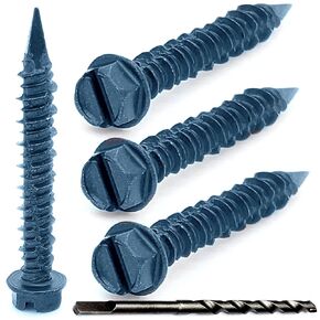 1/4 x 1-3/4" Star Torx Head Concrete Screws - Steel Masonry Screws for Concrete, Bricks, Blocks - Self-Tapping Concrete Screws with 3/16 x3-1/2 Drill Bit - 100 Screws/Box