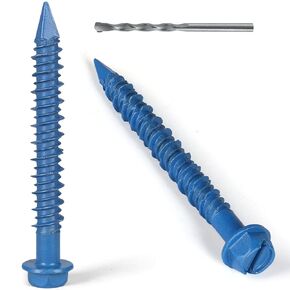 3/16 x 3-1/4 Inch 50Pcs Concrete Screws, Hex Head Screw Anchor with Drill Bit, for Masonry, Block, Brick, Cement, Stucco, Diamond Point