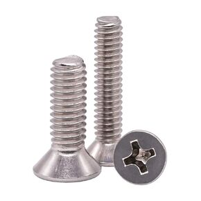#8-32 x 1/2" Flat Countersunk Head Machine Screws, Phillips Drive, 304 Stainless Steel 18-8, Full Thread, Coarse Thread UNC, 50 PCS