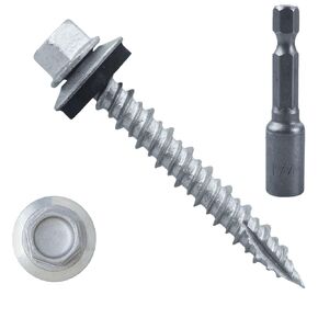 Metal Roofing Screws10 x 1-1/2 inch, Zinc Plated Hex Head Sheet Metal Roof Screws, Metal to Wood siding Screws,Sharp Point with EPDM Washer,Hex Socket Included（260pcs）