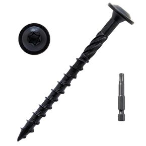 LIONMAX Lag Screws 4 Inch, Structural Wood Screw #14 x 4", 50-PCS Heavy Duty Construction Screw, Rust Resistant, Washer Head, Bronze Coated Exterior Wood/Lag/Timber Screws, Star Drive with Bit