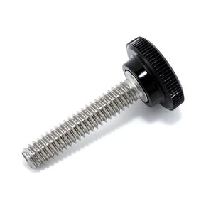 1/4"-20 x 1-1/4" Thumb Screw Stainless Steel - Black Knurled Round Plastic Knob - Standard/Coarse Thread Thumbscrew - Length: 1.250" - Proudly Built in USA - Package of (4)