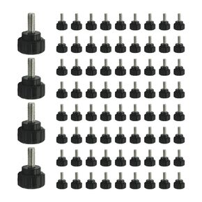 100 Pcs M4 x 10mm Carbon Steel Threaded Knurled Thumbscrew, Knurled Handle Bolts Grip Mounting Thumb Screw Knobs Round Black Clamping Screws for Machinery Latche