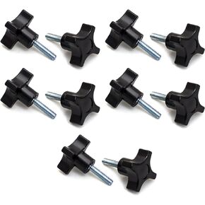 POWERTEC QNB3008-P2 4-Point Stud Knobs, 1/4"-20 Threaded Thumb Screw Star Knob with 1" Stud, 10 PK