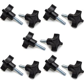 POWERTEC QNB3009-P2 4-Point Stud Knobs, 5/16"-18 Threaded Thumb Screw Star Knob with 1" Stud, 10 PK