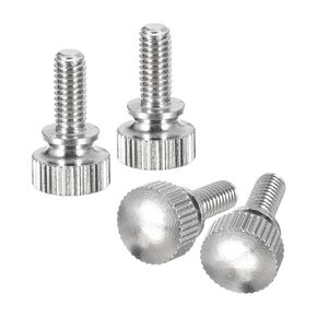 uxcell M6x10mm Knurled Thumb Screws, 6pcs Brass Knurled Thumb Screws Bolts with Shoulder Grip Knobs Fasteners, Silver Tone