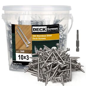 304 Stainless Steel Wood Screws, Flat Head T20 Torx Drive Deck Screws, 8x1-5/8 Inch for Wood, Decking and Fence, 5lb