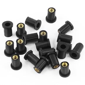 Keadic 20Pcs M6 Neoprene Well Nuts, Rubber Expansion Brass Copper Bolts, Windscreen Windshield Fairing Fasteners for Kayak Motorcycle Boat Marine
