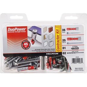 Hillman 376476 DuoPower Contractor-Strength Anchor Kit (#8 & #10), White