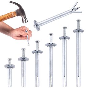 Swpeet 86Pcs 6 Sizes Alloy Steel Concrete Anchors Assortment, Hammer Drive Nail Set, 1/4" Diameter, Approx 1-3/16" 1-9/16" 2" 2-3/8" 2-3/4" 3-2/13" Length, with Drill Bit Approx 1/4" for Concrete
