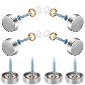 8pcs Mirror Screws Decorative Cap Silver Color Cover 5/8"(16mm) Stainless Steel Advertising Hardware Screw Cap Cover Nails Decorative Mirror Screw Fasteners