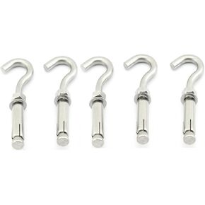 Yasorn M8 Open Cup Hook Screw Stainless Steel Expansion Heavy Duty Bolts Pack of 5