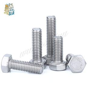 Stainless Steel Rod 5pcs/lot M10x1.0 Fine Thread Hex Bolt Din933 M10 Pitch 1.0mm Length 12/16/20/25/30/35/40/45/50/60mm - (Thread Diameter: M10, Length: 16mm)