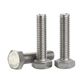 1/2-13 x 2 (1" to 4" Available) Hex Head Screw Bolt, Fully Threaded, Stainless Steel 18-8 (304), Plain Finish, Quantity 8